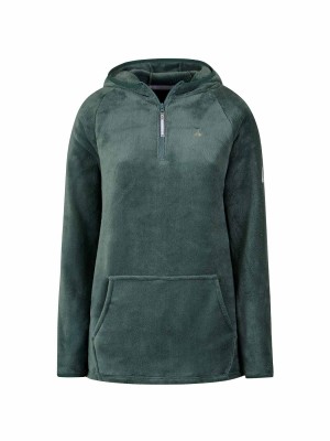 BJØRNSON Rane Coral Fleece Hoody Trui Pullover Dames - Dennengroen