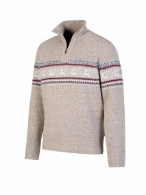 BJØRNSON Holger Scandinavische Gebreide Pullover Trui Teddy Voering Heren - Beige