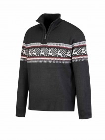 BJØRNSON Holger Scandinavische Gebreide Pullover Trui Teddy Voering Heren - Zwart