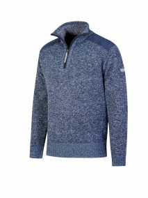 STØRVIK Liam Fijn Gebreide Pullover Teddy Voering Heren - Donkerblauw Melange