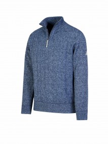 BJØRNSON Lunt Kabel-Gebreide Pullover Teddy Voering Heren - Donkerblauw Melange