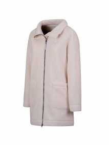 BJØRNSON Milla Curly Fleece Parka Jas Dames - Winterjas - Off-White